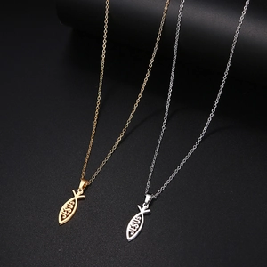 Collier Pendentif Poisson De Jésus Acier Inoxydable Ichthys Bijoux Religieux Pour Hommes Femmes