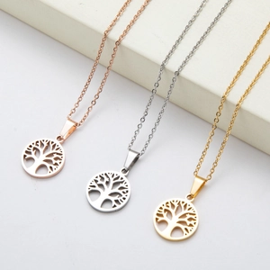 Lebensbaum Anhänger Halskette Edelstahl Hohles Rundes Design Schlüsselbein Kette Schmuck Für Damen Herren Unisex Minimalistische Mode Halsketten