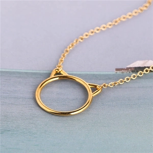 Katzenohr Anhänger Halskette Legierung Vergoldet Hohl Rund Ring Minimalistischer Schmuck Geschenk Für Frauen Mädchen