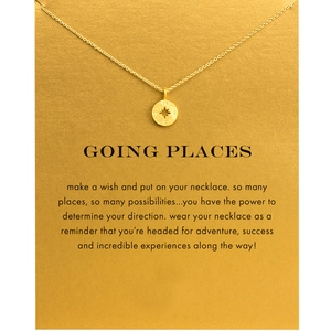 Collier boussole en acier inoxydable doré avec pendentif étoile sur carte