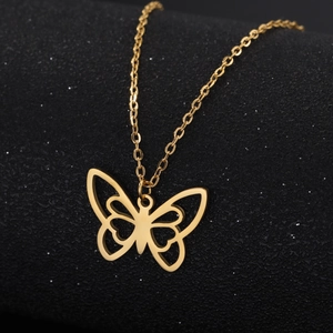 Collier Pendentif Papillon Acier Inoxydable Ajouré Élégant Bijoux De Mode Pour Femmes