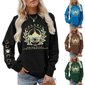 Detailed crewneck sweatshirt with Velaris City of Starlight print and moon phase cuffs