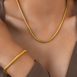Collier Et Bracelet En Chaîne De Serpent En Acier Inoxydable Lustre Métallique Bijoux À Maillons Épais Pour Femmes Hommes