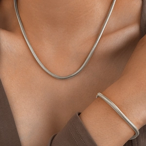 Ensemble collier et bracelet maille serpent Tubogas en acier inoxydable poli pour femme
