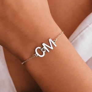 Bracelet En Acier Inoxydable Avec Pendentif Coeur Et Lettres Bijoux Polis Minimalistes Pour Femmes Accessoire Mode