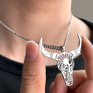 Collana Con Ciondolo Teschio Di Toro A Corna Lunghe In Acciaio Inossidabile Gioielli Cowboy Occidentali Per Uomo Donna