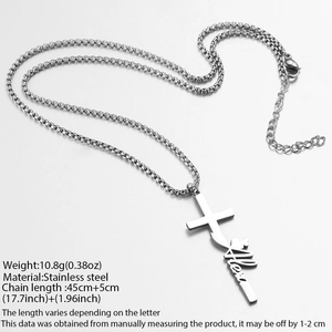 Collana a croce personalizzata in acciaio inox con nome Alexa e catena box