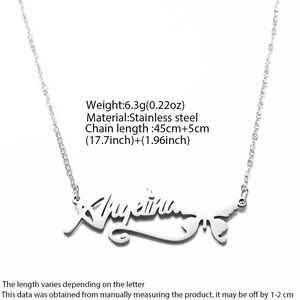 Customized stainless steel Angelina name necklace with butterfly pendant on white background