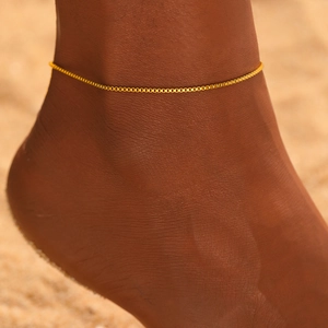 Chevillère Acier Inoxydable Chaîne Boîte Vénitienne Minimaliste Plage Été Bijoux Mode Pour Femmes Filles Poli