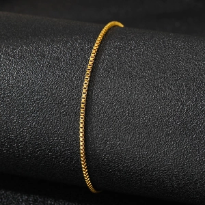 Chaîne de cheville minimaliste dorée pour femme en acier inoxydable poli de haute qualité
