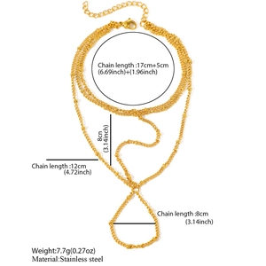 Gold layered beaded stainless steel slave bracelet with ring and measurements