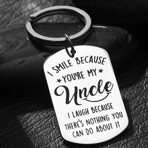 Funny Uncle Engraved Stainless Steel Keychain Minimalist Rectangle Dog Tag Key Ring For Men Birthday Family Gift Jewelry