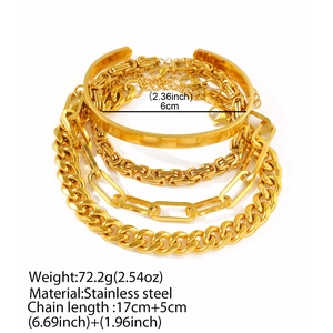 Set gioielli in acciaio inossidabile dorato 18K con catena cubana, serpente e bracciale