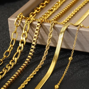 6er-Set goldene Edelstahl-Fußkettchen mit Schlangen- und Figaro-Kettenstilen für Damen