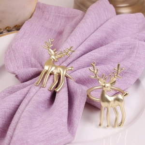 Christmas Matte Gold Reindeer Napkin Rings Alloy Metal Deer Napkin Buckles For Wedding Banquet Holiday Table Decoration