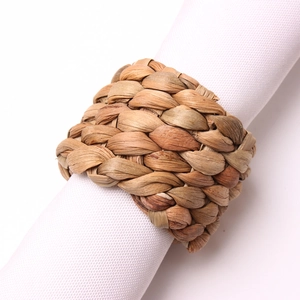 Natural Water Hyacinth Handwoven Napkin Rings Rustic Straw Woven Napkin Buckles For Dining Table Wedding Party Decor