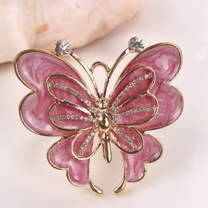 Rond de serviette papillon texture marbre rose avec dorure et strass scintillants