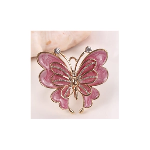 Rond de serviette papillon rose marbré avec alliage doré et strass brillants décoratifs