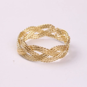 Detailed view of woven mesh texture on a golden napkin ring for luxury table decor