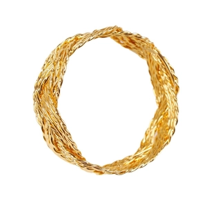 Golden plated metal braided napkin ring with elegant woven texture for table decor