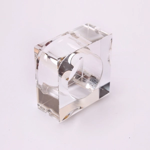 Transparent acrylic square napkin ring with circular inner hole for table decoration