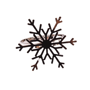 Silver snowflake napkin ring made of polished metal for Christmas table decoration