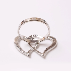 Silver double heart napkin ring made of premium alloy for Valentine's Day table setting