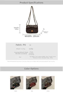 Spécifications détaillées et options de couleurs pour le sac à bandoulière matelassé