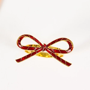 Bowknot Enamel Alloy Napkin Rings Metal Napkin Buckles For Wedding Party Dining Table Decoration Elegant Holiday Decor