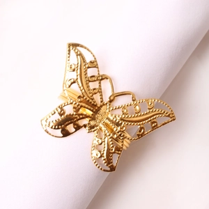Elegant hollow butterfly napkin ring in gold finish for wedding banquet table decor
