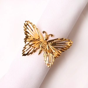 Elegant gold butterfly napkin ring with hollow design for wedding and banquet table decor
