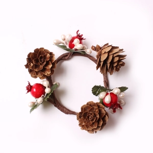 Christmas Napkin Ring Pinecone Red Berry Artificial Holiday Table Decor Rustic Handcrafted Ornament