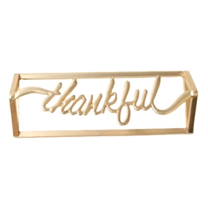 Golden metal thankful napkin ring holder for festive Thanksgiving table decoration