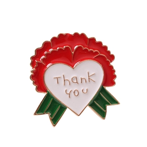 Christmas Carnation Napkin Ring with Heart Thank You Inscription and Green Ribbon Detail