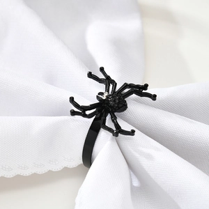 Gothic black spider napkin ring with sparkling rhinestones for Halloween table decoration