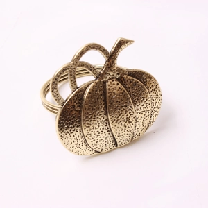 Bronze pumpkin napkin ring with vintage textured finish and twisted wire band detail