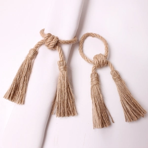 Handmade Natural Hemp Rope Napkin Ring With Tassels Rustic Bohemian Table Decor For Wedding Party Dining Home Accessory