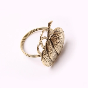 Antique bronze pumpkin napkin rings with wired metal band for autumn table setting decor