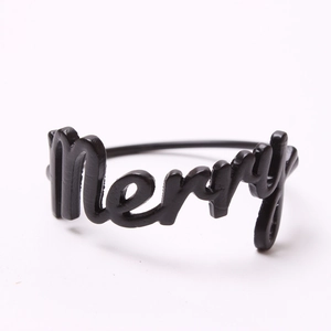 Servilletero de Aleación de Zinc con Letras Merry Negro Metal Hebilla de Servilleta para Boda Banquete Navidad Decoración de Mesa Hogar