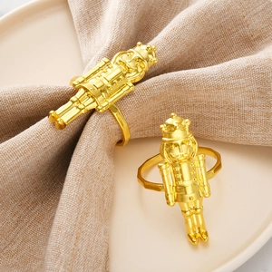 Nutcracker Soldier Napkin Rings Electroplated Zinc Alloy Metal Napkin Holder For Christmas Table Decor Wedding Banquet Party Home Decoration