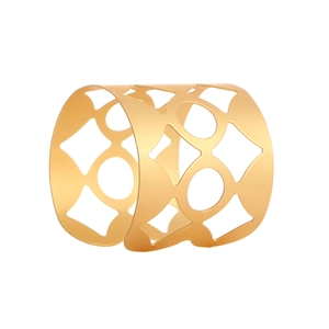 Gold hollowed-out napkin ring with raindrop pattern and champagne matte finish