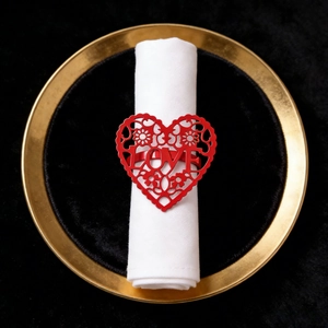 Serviettenringe Herzform Zinklegierung LOVE Ausschnitt Floral Tischdekoration Valentinstag Hochzeit Party