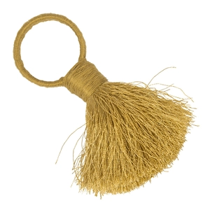 Elegant gold tassel napkin ring with silky threads for luxury table setting decor