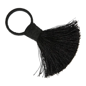 Minimalist black tassel napkin ring featuring high-elastic band and fine fringe detail