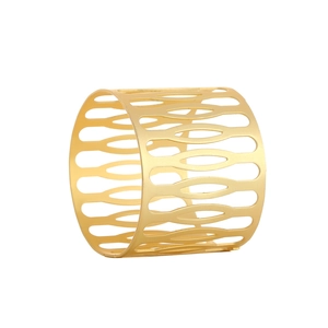 Modern hollow geometric gold metal napkin ring for elegant hotel banquet table setting