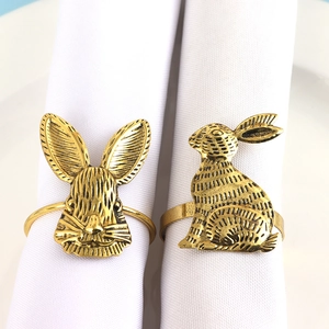 Ronds De Serviette Lapin Métal Or Boucles De Serviette Pâques Printemps Décorations De Table Pour Mariage Fête