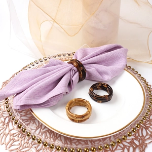 Bamboo Knot Napkin Rings Buckles For Dining Table Hotel Wedding Decor Coffee Brown Rustic Simulation Style