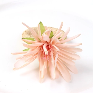 Champagne pink faux floral napkin ring with woven loop for elegant table settings