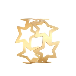 Golden hollow star napkin ring with creative metal cutout design for table decoration