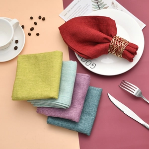 Solid Color Cotton Linen Napkin Thickened Washable Table Cloth For Hotel Wedding Banquet Dining Table Kitchen Home Decor